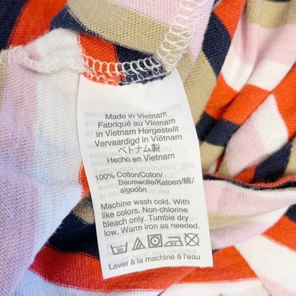 J‎ Crew Boatneck 3/4 Sleeve Striped Colorful T-Shirt Top Cotton Blouse - Picture 4 of 5